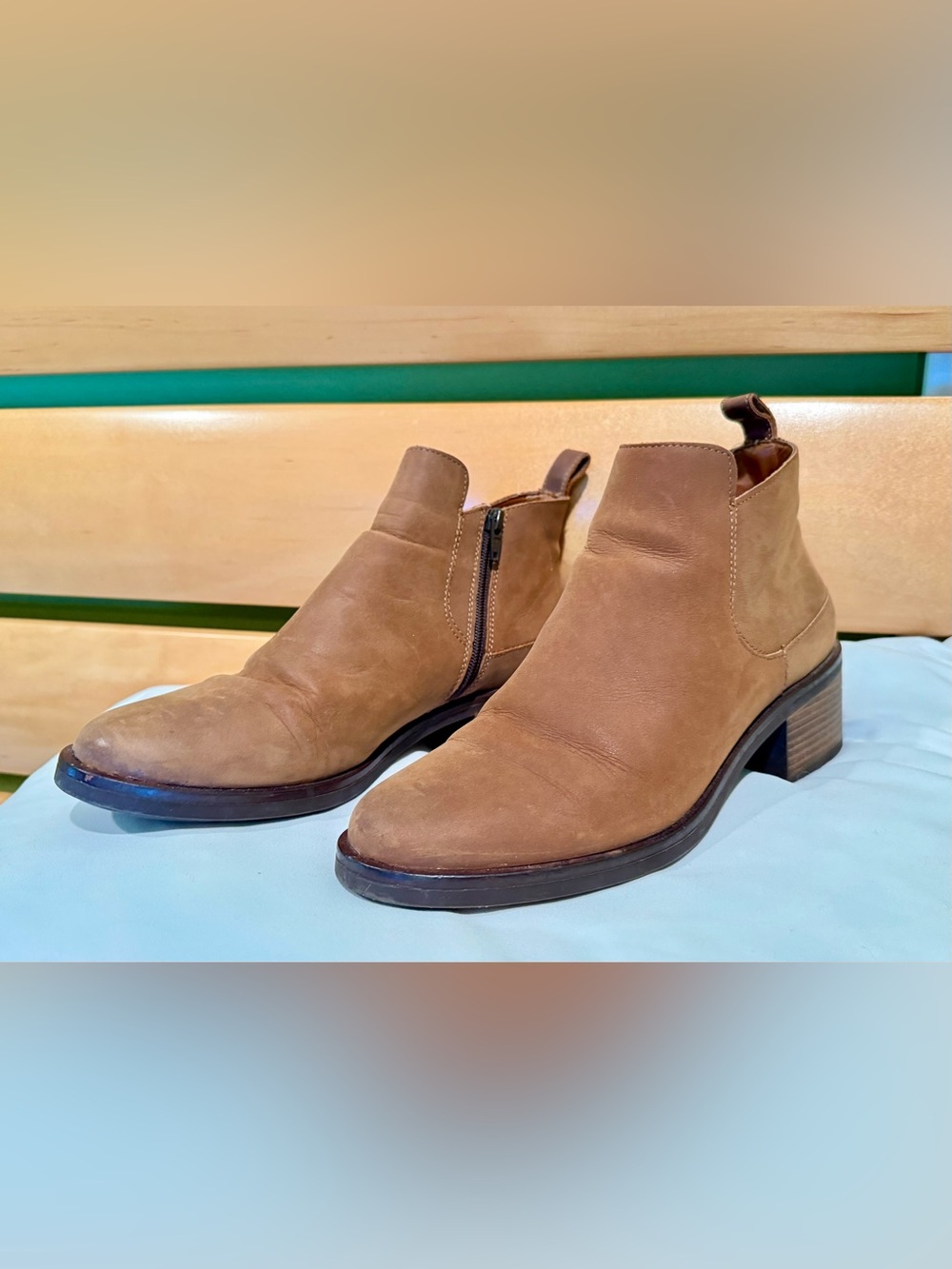 Women’s Suede Clark’s Boots with Side Zip - Brown